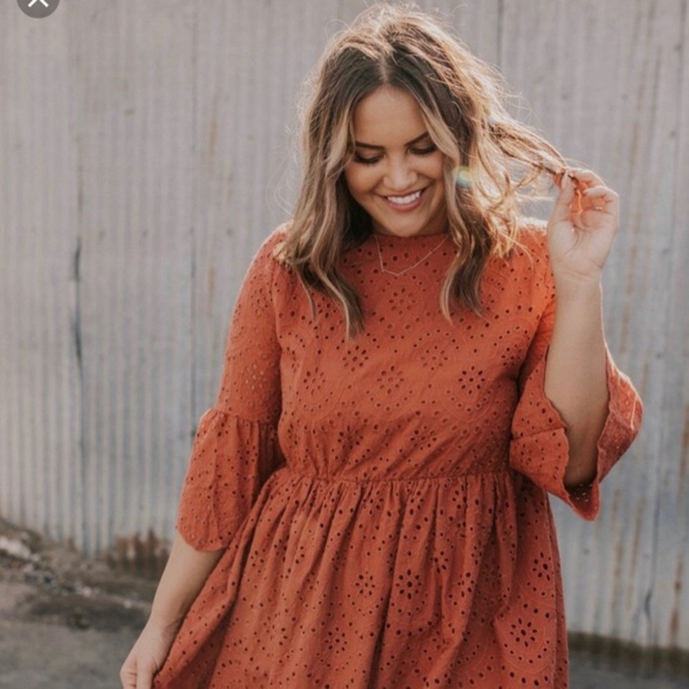 Eyelet Rust Brown Dress